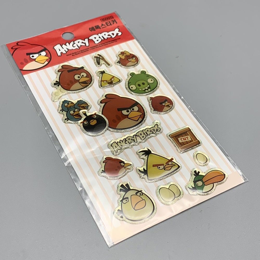 Angry Birds 1 Red Sticker Pack Asian Packaging Glitter Boarder Raised Stickers